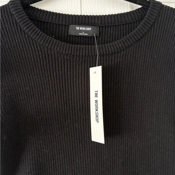 NWT The Workshop Black Ruffle Sleeve Top - Picture 2 of 4